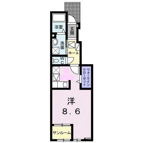 プルメリア B(1K/1階)の間取り写真