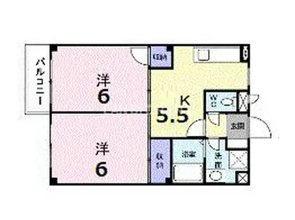 アキネス別府(2K/3階)の間取り写真