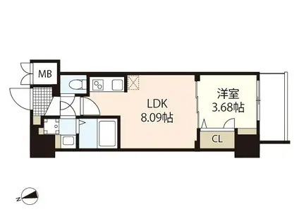 S-RESIDENCE観音公園ALORIA(1LDK/4階)の間取り写真