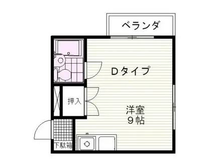 ベルジュ壱番館(ワンルーム/2階)の間取り写真