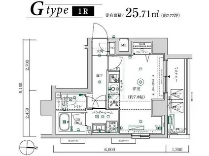 MAXIV武蔵新城TRE(ワンルーム/4階)の間取り写真