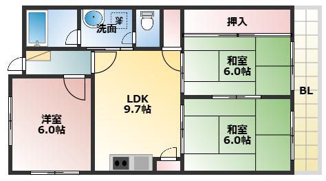 メゾンサンガ(3LDK/3階)の間取り写真