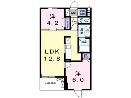 マウントック・ケイ(2LDK/3階)の間取り写真