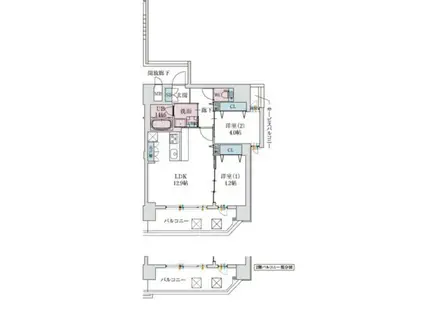 スプランディット梅田ウエスト(2LDK/3階)の間取り写真