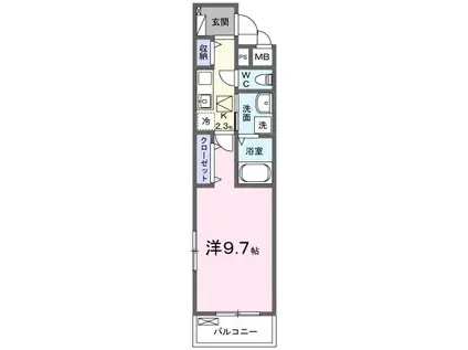 ヒカルサ 小牧田県イースト(1K/1階)の間取り写真