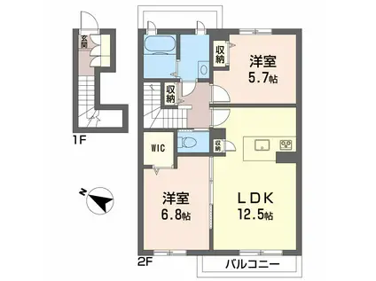 シャーメゾン阿南二番館(2LDK/2階)の間取り写真