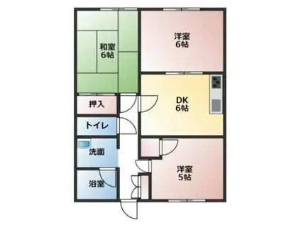 ハイツレインボー(3DK/1階)の間取り写真