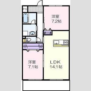 SUN CRYSTAL(2LDK/2階)の間取り写真