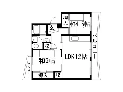 中山五月台15号棟(2LDK/1階)の間取り写真