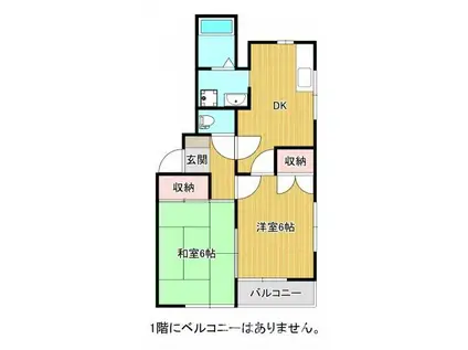 サニー春日K(2DK/1階)の間取り写真