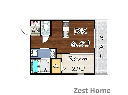 GAZELLE NOAH尼崎尾浜II(1DK/2階)の間取り写真