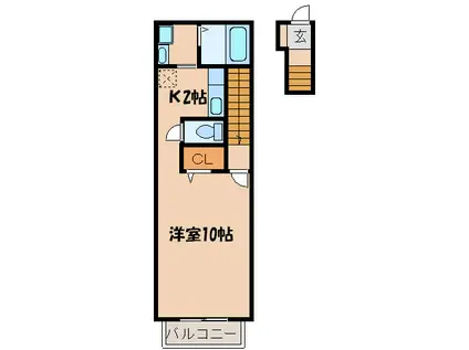 ルミエール朝倉(1K/2階)の間取り写真