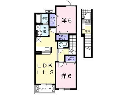イリーデ・フィオーレII(2LDK/2階)の間取り写真
