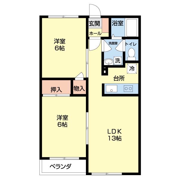 Mハイツ寿2(2LDK/2階)の間取り写真