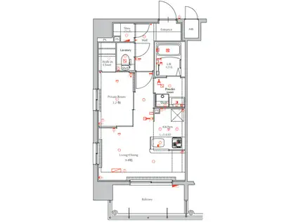 ネストピア博多SIDE TERRACE(1LDK/4階)の間取り写真