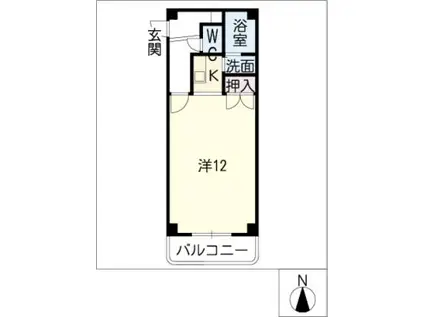 イースト・ジン(ワンルーム/1階)の間取り写真