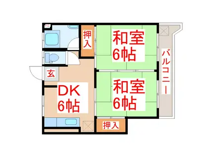 ベルフロウ東谷山(2DK/1階)の間取り写真