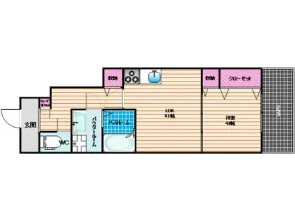 ブルーディーヴァA(1LDK/1階)の間取り写真