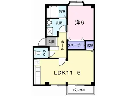 グリーンハイツA(1LDK/2階)の間取り写真