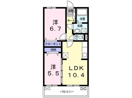 グラシオッソI(2LDK/3階)の間取り写真