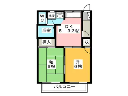 ハイツMIYA(2DK/2階)の間取り写真