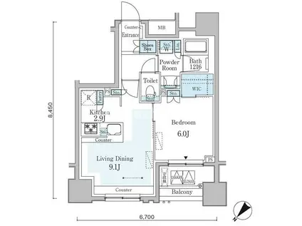 GRAN PASEO横濱関内PREMIUM(1LDK/7階)の間取り写真