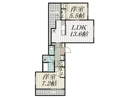 MOGGY(2LDK/3階)の間取り写真