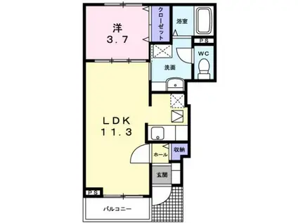 サンフローラA(1LDK/1階)の間取り写真