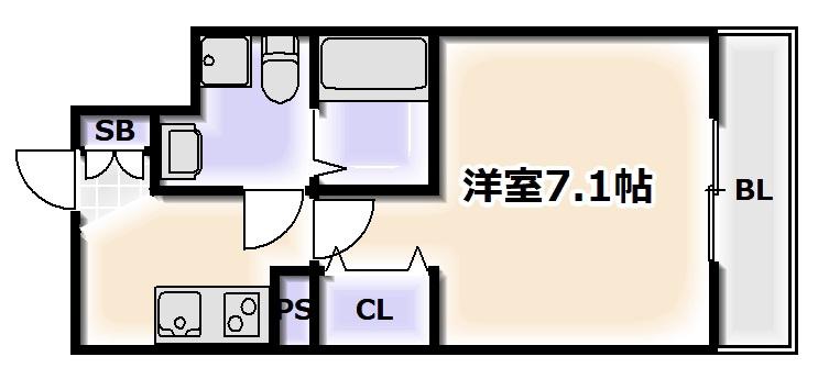 LIVIAZ NAMBA LUCE(1K/1階)の間取り写真