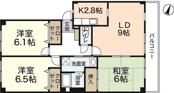 パークファイブA棟(3LDK/2階)の間取り写真