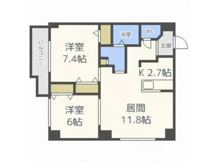 EF TOWN 1ST(2LDK/6階)の間取り写真