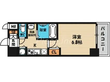 グランカリテ天神橋Ⅱ(1K/12階)の間取り写真
