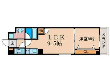 リビエール桃陵(1LDK/3階)の間取り写真