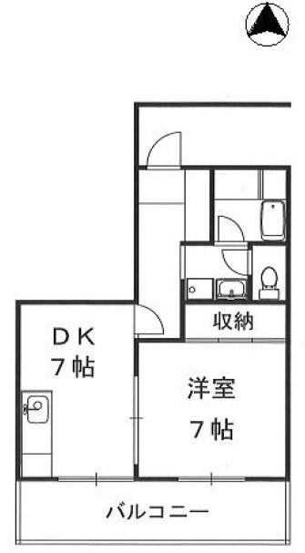 こがねビル(1DK/5階)の間取り写真