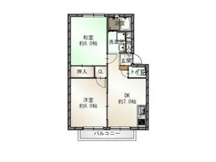 ジーライズ高石綾園(2DK/1階)の間取り写真