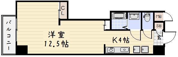 堺町センタービル(1K/8階)の間取り写真