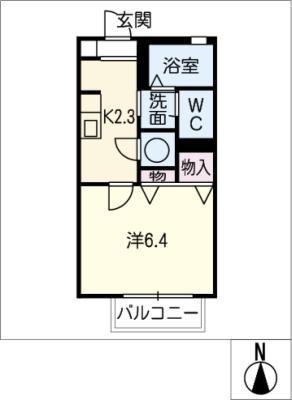 アルカンシェル(1K/2階)の間取り写真