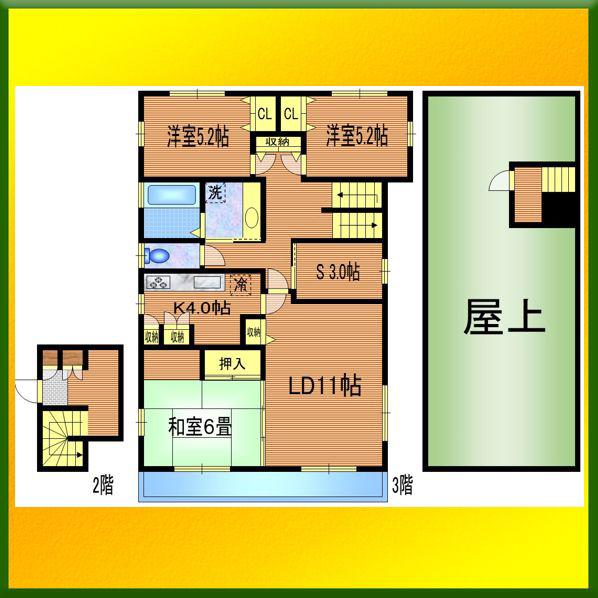 西武新宿線 田無駅 徒歩12分 3階建 築29年(3SLDK/3階)の間取り写真