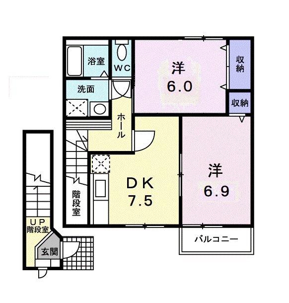 クレストールエム(2DK/2階)の間取り写真