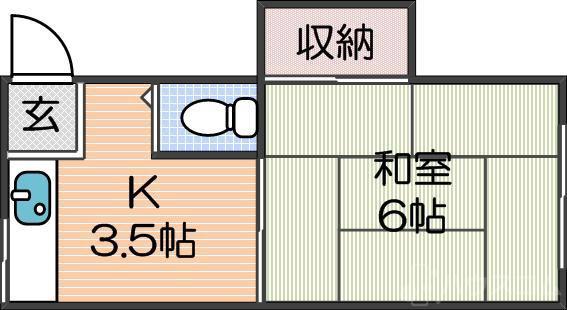 ハイツ葵(1K/3階)の間取り写真
