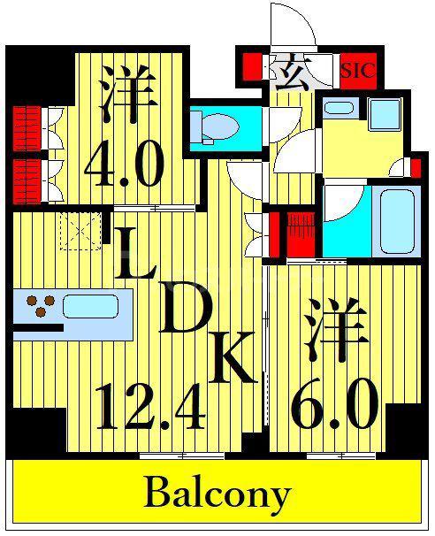 クレストコート東日暮里(2LDK/5階)の間取り写真