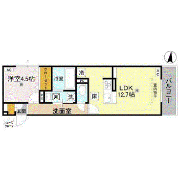 D-REGALO大願寺(1LDK/1階)の間取り写真