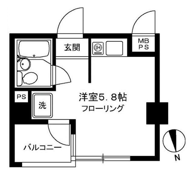 ウィンコート神楽坂(ワンルーム/5階)の間取り写真