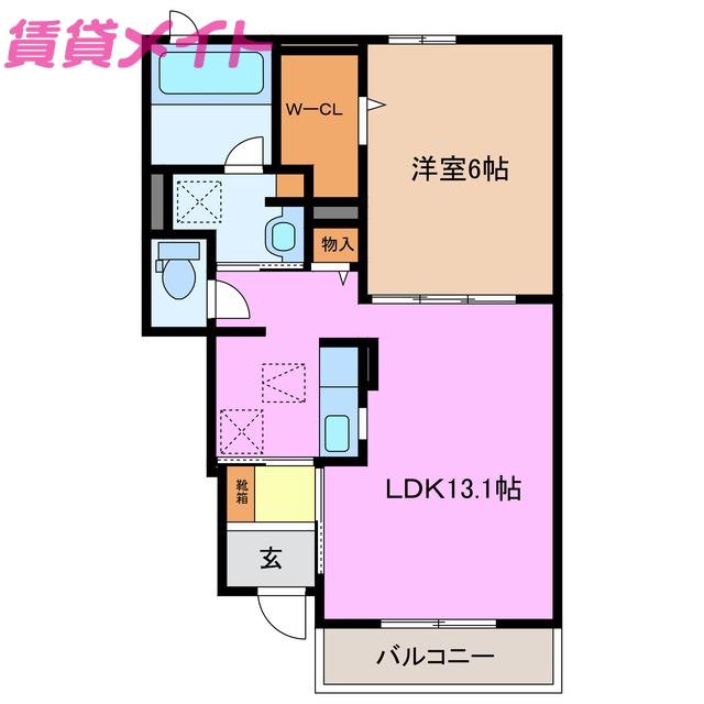 スプリングフィールドIV B(1LDK/1階)の間取り写真