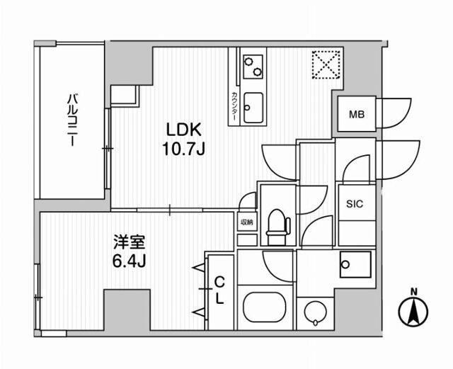ウィーブベース上野ノース(1LDK/5階)の間取り写真