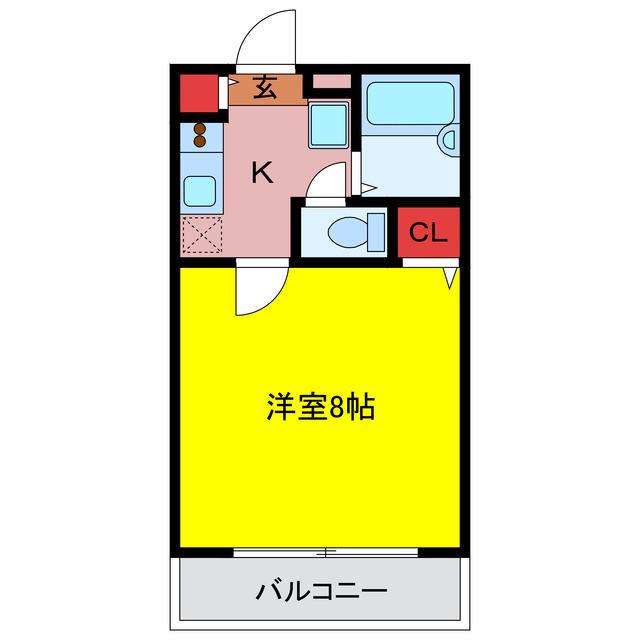 パールムーン(1K/2階)の間取り写真