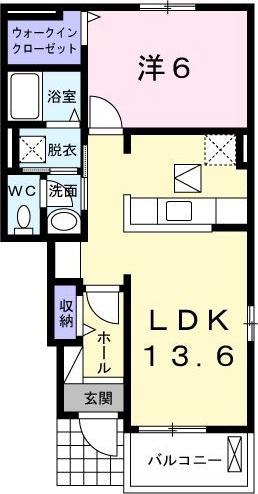 ブルーヒル(1LDK/1階)の間取り写真