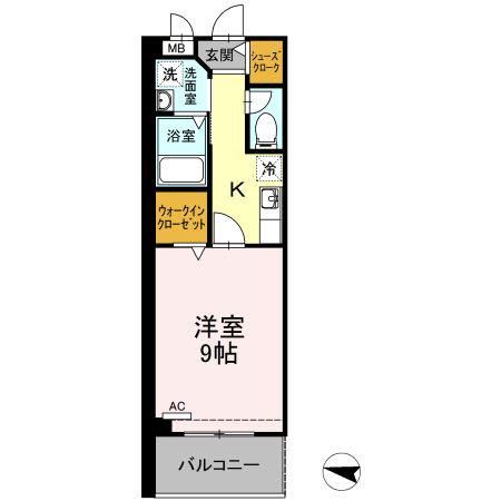 OCEAN TERRACE(1K/3階)の間取り写真