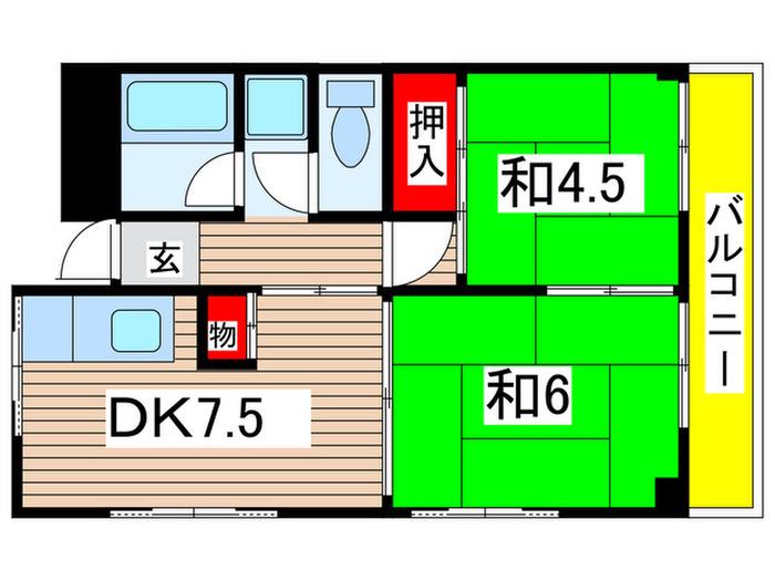 日光ハイツ(2DK/2階)の間取り写真