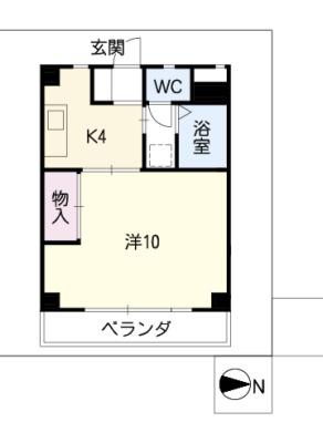 グリーンハイツ徳川(1DK/4階)の間取り写真